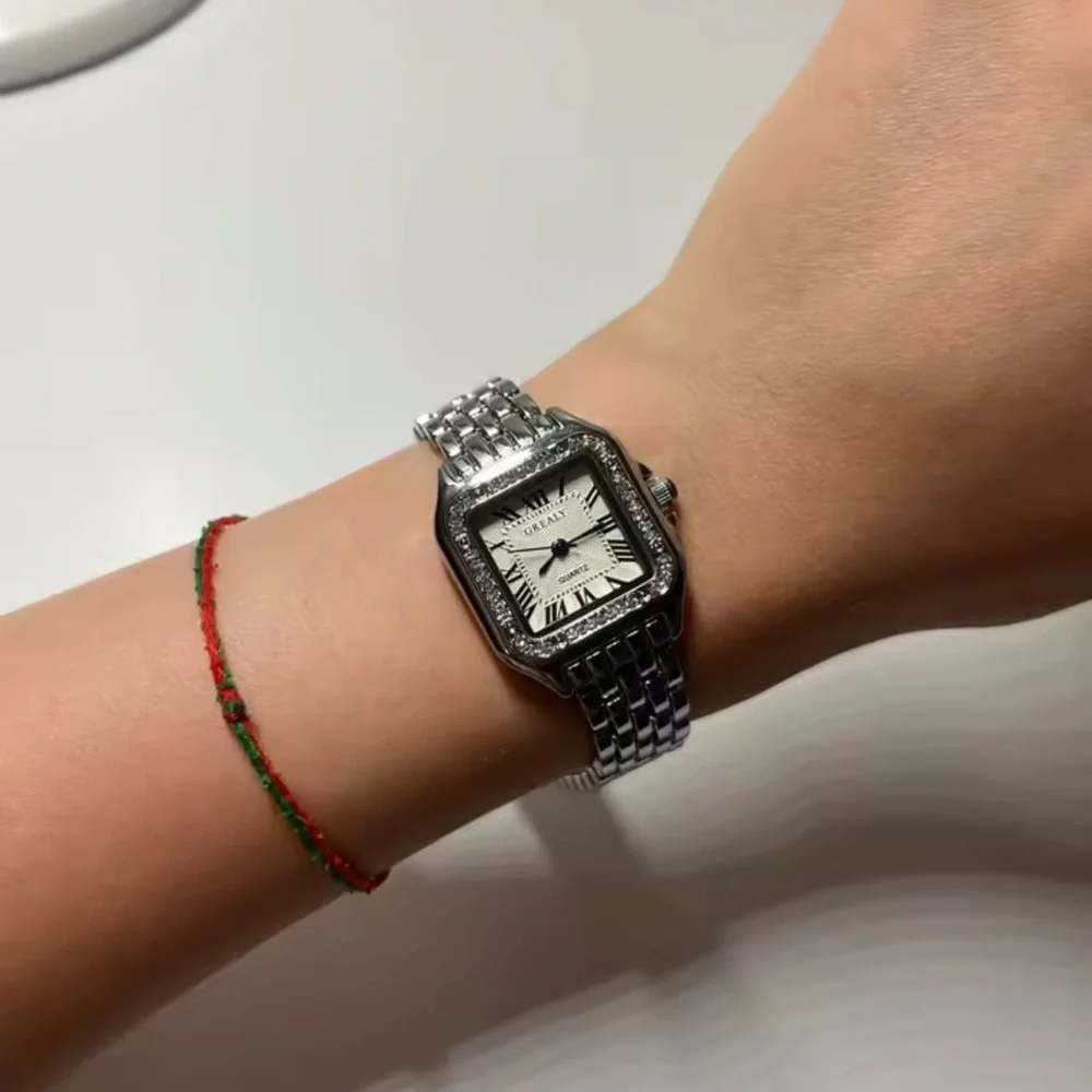 Classic Silver Square Watch